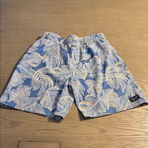 Abercrombie Kids Blue and White Tropical Swim Trunks